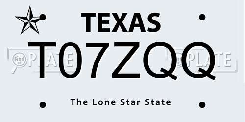 T07ZQQ Texas License Plate
