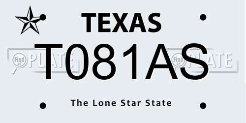 T081AS Texas License Plate