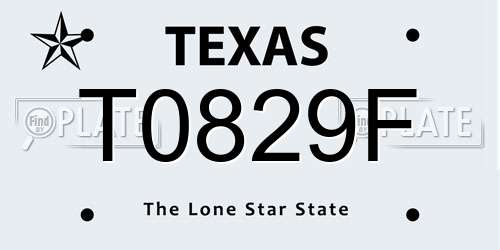T0829F Texas License Plate