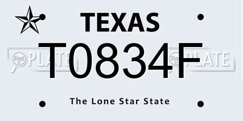 T0834F Texas License Plate