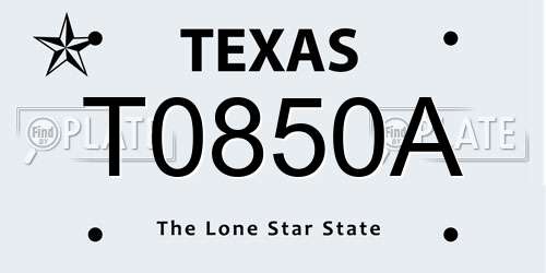 T0850A Texas License Plate