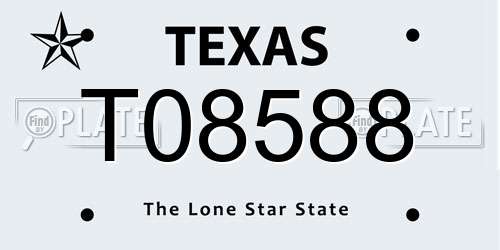 T08588 Texas License Plate