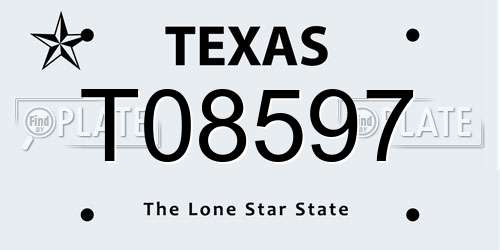 T08597 Texas License Plate