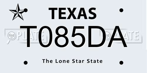 T085DA Texas License Plate
