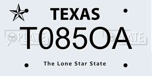 T085OA Texas License Plate