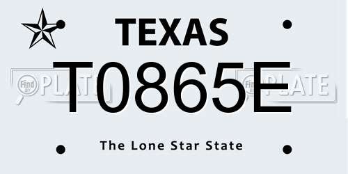 T0865E Texas License Plate