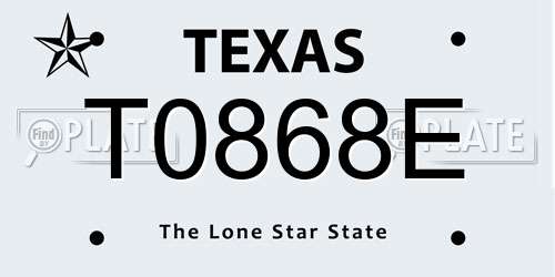 T0868E Texas License Plate
