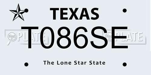 T086SE Texas License Plate