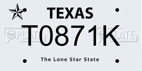 T0871K Texas License Plate