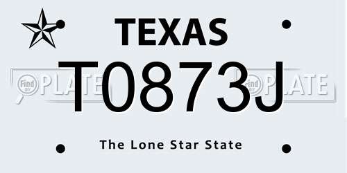 T0873J Texas License Plate