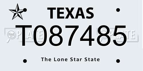 T087485 Texas License Plate