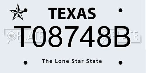 T08748B Texas License Plate