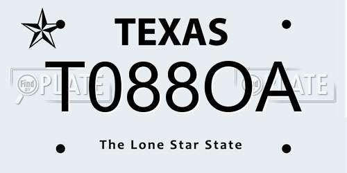 T088OA Texas License Plate