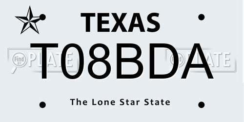 T08BDA Texas License Plate