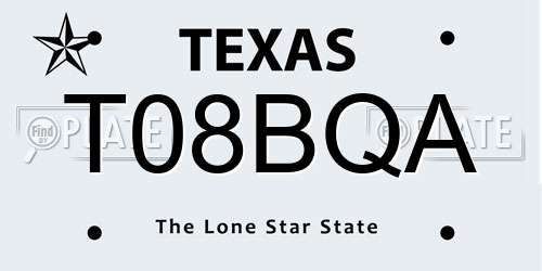T08BQA Texas License Plate