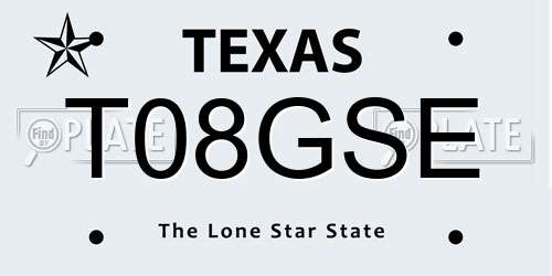 T08GSE Texas License Plate