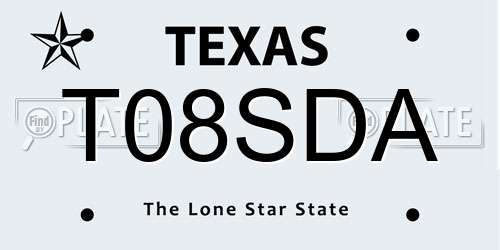 T08SDA Texas License Plate