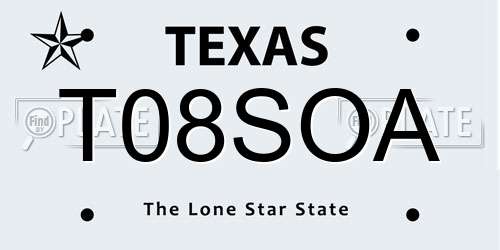 T08SOA Texas License Plate