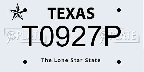 T0927P Texas License Plate
