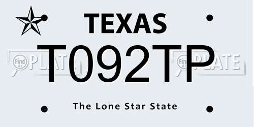T092TP Texas License Plate
