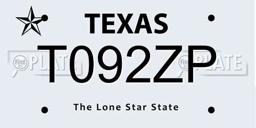 T092ZP Texas License Plate
