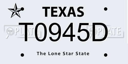 T0945D Texas License Plate