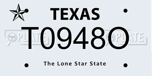 T0948O Texas License Plate