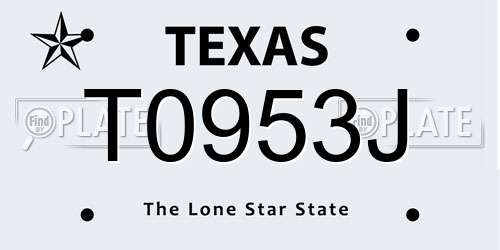 T0953J Texas License Plate