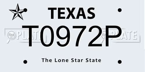 T0972P Texas License Plate