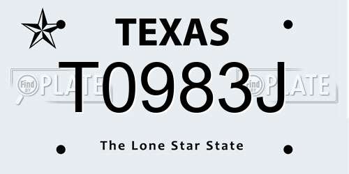 T0983J Texas License Plate