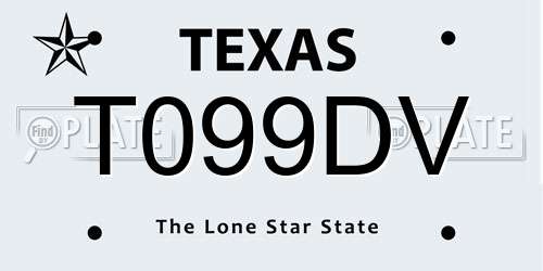 T099DV Texas License Plate
