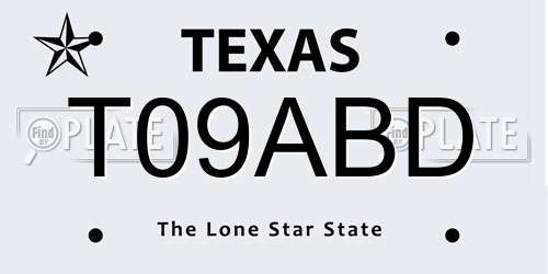 T09ABD Texas License Plate
