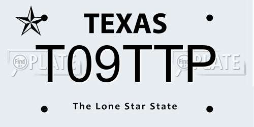 T09TTP Texas License Plate