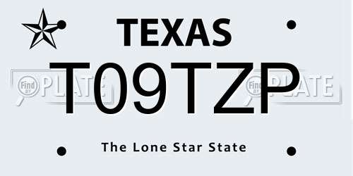 T09TZP Texas License Plate