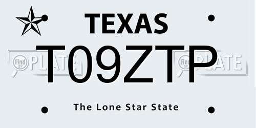 T09ZTP Texas License Plate