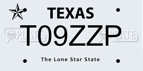 T09ZZP Texas License Plate