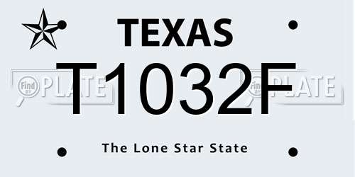 T1032F Texas License Plate