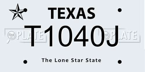 T1040J Texas License Plate