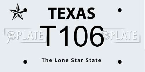 T106 Texas License Plate
