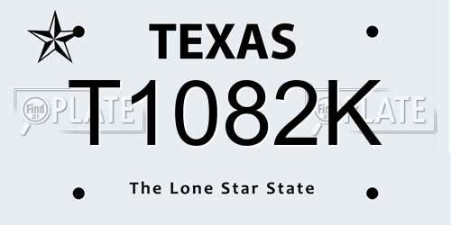 T1082K Texas License Plate