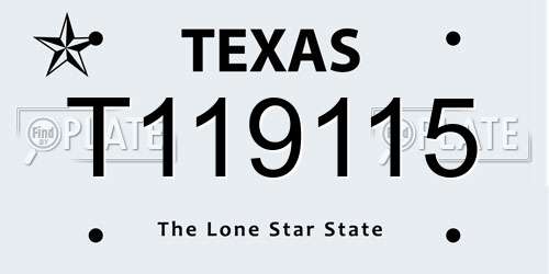 T119115 Texas License Plate