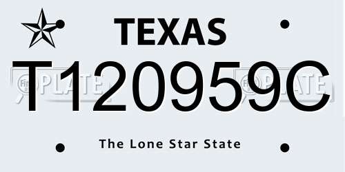 T120959C Texas License Plate