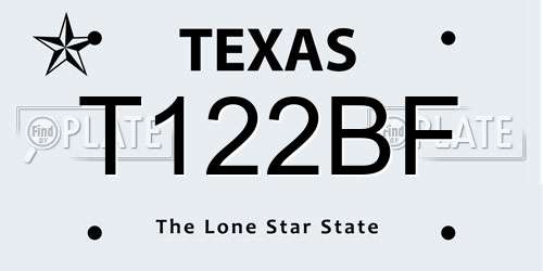 T122BF Texas License Plate