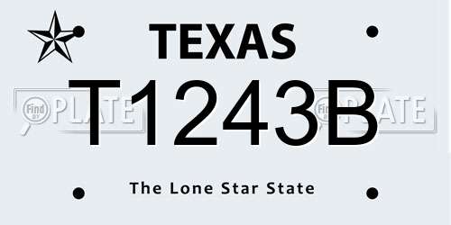 T1243B Texas License Plate