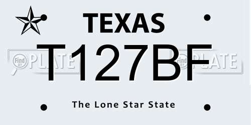 T127BF Texas License Plate