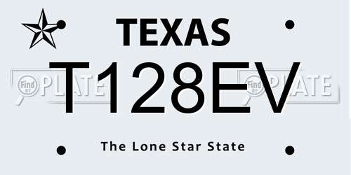 T128EV Texas License Plate