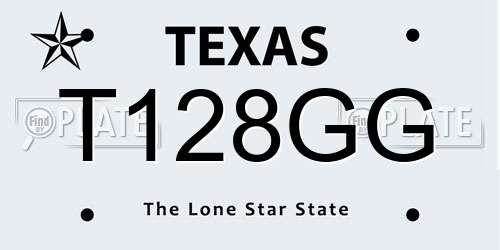 T128GG Texas License Plate
