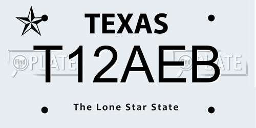 T12AEB Texas License Plate