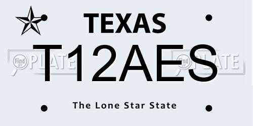 T12AES Texas License Plate