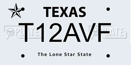T12AVF Texas License Plate